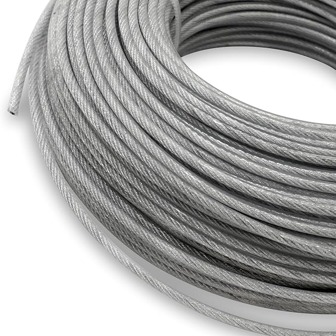 Grass Trimmer Line Nylon Steel 0.095'' 164ft/50m Round String Trimmer Spool Replacement, Steel Metal Core and Nylon Coating for Tough Weeds in Gardens and Lawns