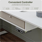 BANTI Height Adjustable Electric Standing Desk with 4 Drawers, 48 x 24 Inch Table with Storage Shelf, Sit Stand Desk, White Top