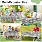 10 Packs Buffalo Disposable Table Cloth, 54 x 108 Inch Waterproof Plastic Tablecloth, Rectangle Grey and White Checkered Table Covers for Picnic, Birthday, Party, Back to School
