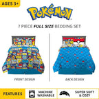Franco Kids Bedding Super Soft Comforter and Sheet Set with Sham, 7 Piece Full Size, Pokemon