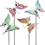 Juegoal Set of 4 Butterfly Garden Stake Decor, 32" Metal Colorful Butterflies Stakes, Yard Art Ornaments for Mom, Mothers Day Ideal Gifts, Outdoor Lawn Porch Pathway Patio Plant Pot Flower Bed