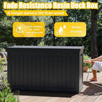 280 Gallon Resin Deck Box, Lockable Outdoor Storage Box for Patio Cushions Storage Furniture,Garden Tools, Pool Supplies, Weatherproof and UV Resistant（Black）
