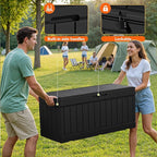 78 Gallon Deck Box Outdoor Indoor Waterproof Storage Box for Patio Furniture, Pool Accessories, Garden Tools, and Cushion Storage, Black