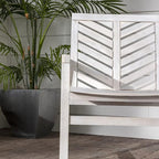 Walker Edison AZWC2VINWW Avalon Chevron Solid Acacia Wood Outdoor Chair, White Wash