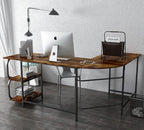 Anivia 68.9" Reversible L Shaped Desk with Storage Shelves - Corner Computer Desks Gaming Table Workstation for Home Office, Writing, Study, Caramel Brown