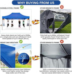COBIZI 10x15 Pop Up Canopy with 4 Sidewall,Heavy Duty Canopy UPF 50+ All Season Wind Waterproof Commercial Outdoor Wedding Party Tents for Parties Gazebo with Carry Bag(10 x 15 ft Blue)