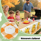 10 Packs Buffalo Disposable Table Cloth, 54 x 108 Inch Waterproof Plastic Tablecloth, Rectangle Pumpkin Orange and White Checkered Table Covers for Picnic, Birthday, Party