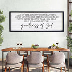Goodness of God Framed Wall Art, 40''×15'' Positive Religious Black Bible Verse for Christian God Jesus Christ Prayer, Vintage Rustic Long Holy Catholic Scripture Decor