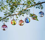 4” Tree of Life Witch Balls, Gazing Balls Hanging Friendship Balls, Hand-Blown Glass Christmas Ornament for Window Outdoor Home Decor, Garden Decoration, Gifts for Women (Muticolor)