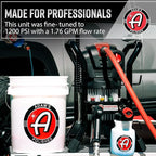 Adam's Pro Series Electric Pressure Washer 2.0 - Professional Powerful Detailing Car Washing Pressure Sprayer That Includes Snub Nose, Wall Mount & Pressure Washer Tips | 1200 PSI & 1.76 Operating GPM