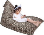 Jorbest Stuffed Animal Storage Bean Bag Chair Cover for Kids and Adults, Bean Bag Stuffed Animal Storage, Luxury Velvet Leopard Print Bean Bag Covers Only without Filling, (200L/52 Gal)
