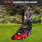Foldable Self-Propelled Gas Lawn Mower with 131cc 4-Stroke Engine, 3-in-1(Bag/Mulch/Rear Discharge),8 Cutting Heights, Durable Steel Deck, Forced Air-Cooling System