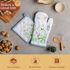 Maison d' Hermine Pot Holders 100% Cotton Potholders (8" x 8", Pack of 1) | Heat Resistant Hot Pads with Loop BBQ Cooking Baking Farmhouse Kitchen Handling Hot Pans Spring Summer - Fleurs De Mai