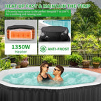Inflatable Hot Tub, 4-6 Person Polygon Portable Blow Up Hot Tub, Leak-Proof PVC Outdoor Spa with 130 Strong Air Jets, Heater Pump and Insulated Cover, 77” X 77”X 25”