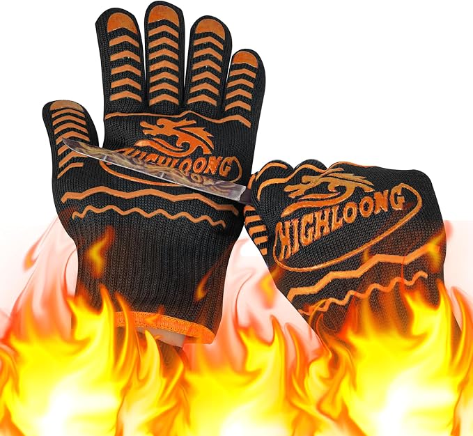 BBQ Gloves, Oven Gloves Original 2 Pack1472℉ Extreme Heat Resistant, Grilling Gloves Silicone Non-Slip Oven Mitts, Kitchen Gloves for BBQ, Grilling, Cooking, Baking