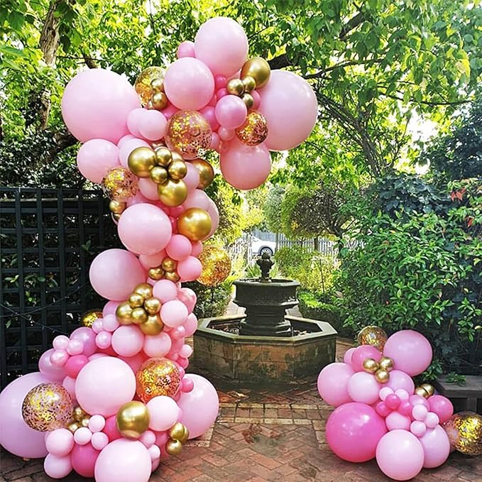 130pcs Pink Balloons Different Sizes 18" 12" 10" 5" Party Latex Balloons for Birthday Baby Shower Wedding Anniversary Princess Theme Party Decorations