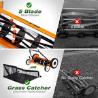 Walensee 18-Inch 5-Blade Push Reel Lawn Mower, Cordless Manual Reel Lawn Mower Walk-Behind Steel Lawn Mowers with Removable 10-Gallon Grass Catcher, Sponge Grip, 9-Position Cutting Height Adjustment