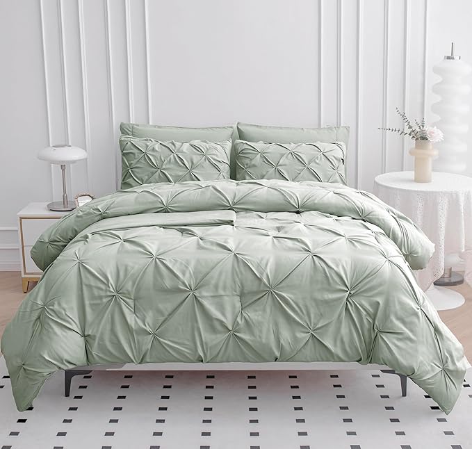 Lane Linen Comforter Set Full Szie, 7 Piece Bed in a Bag Set, Soft Full Size Bed Set, Full Size Bed Sheets and Comforter Set, Full Size Bedding Comforter Set with Sheets, Pillowcases & Shams - Mineral