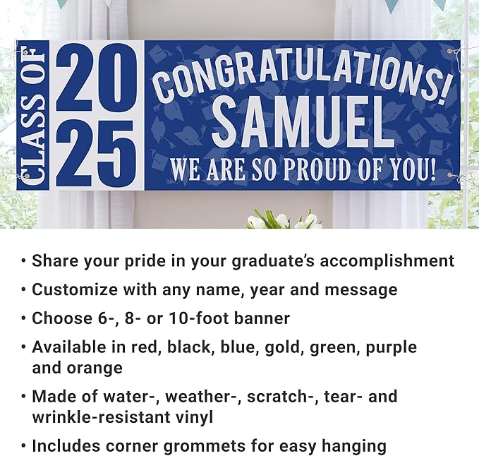 Let's Make Memories Personalized Graduation Banner Class of 2025 - Graduation Party Decorations - Congratulations Banner - Indoor/Outdoor Vinyl - Best in Class - Black - 6 ft.
