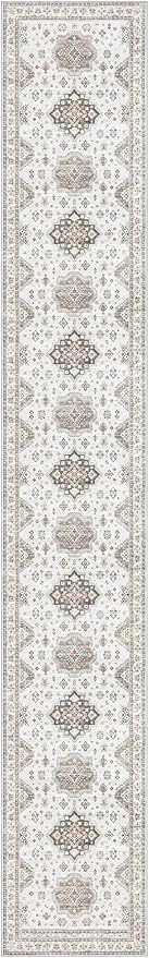 Washable 3x20 Runner Rug - Area Rugs Neutral Vintage Distressed Floral Farmhouse Boho Large Soft Floor Rug Indoor Carpet for Hallway Entryway Home - Blue Brown