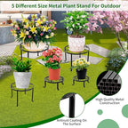 5 packs Rustproof Metal Plant Stands for Multiple Plant, Heavy Duty Plants Holder Outdoor Indoor, Round Wrought Iron Flower Planter Pot Stand, Corner Gardening Pumpkin Stand Black