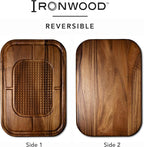 Ironwood Gansevoort Large Carving Board 16" x 24" Acacia Wood Cutting Board | XL Meat Carving Board With Grip Pad & Juice Channel | Reversible Cutting Board For Meal Prep | Easy Carving & Minimize Mess