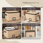 Wine Glass Storage Box with Dividers, Holds 12 Glasses up to 3.75" Wide | 2 Pack, Stemware Storage Case, Protects Fine China, Durable Quilted Microfiber, Carry Handles, Ideal for White Wine