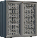 Indoor Outdoor Storage Cabinet Waterproof with Shelf,Plastic Storage Sheds Outdoor Cabinets for Patio/Garden/Backyard, Size 34.3''L*15''W*36.2''H（Gray）