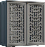 Indoor Outdoor Storage Cabinet Waterproof with Shelf,Plastic Storage Sheds Outdoor Cabinets for Patio/Garden/Backyard, Size 34.3''L*15''W*36.2''H（Gray）