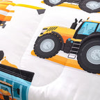 CVHOUSE Tractor Bedding Sets for Boys,Excavators Comforter King,Boys Cartoon Truck Comforter Set,Trucks Tractors Cars Quilt Set with 1 Comforter and 2 Pillow Cases- 3 Piece