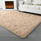 Super Soft Fluffy Shaggy Rugs for Living Room Bedroom, Fuzzy Plush Area Rugs for Girls Kids Room Nursery Home Decor, Furry Dorm Rug Cute Non-Slip Indoor Floor Carpet 6x9 Feet, Beige