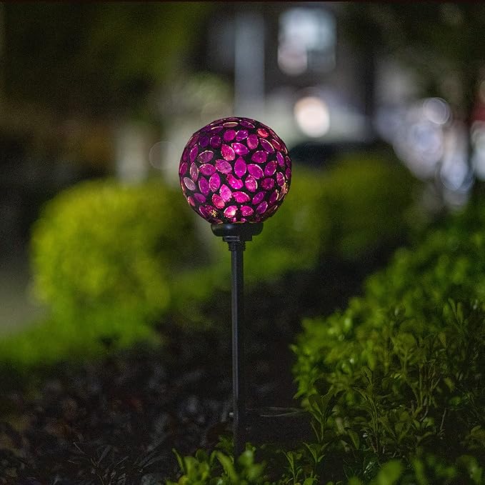 VCUTEKA Solar Lights Outdoor Decorative - Mosaic Solar Garden Light Waterproof LED Pathway Stake Light for Landscape Lawn Patio Yard Decoration, 1 Pack