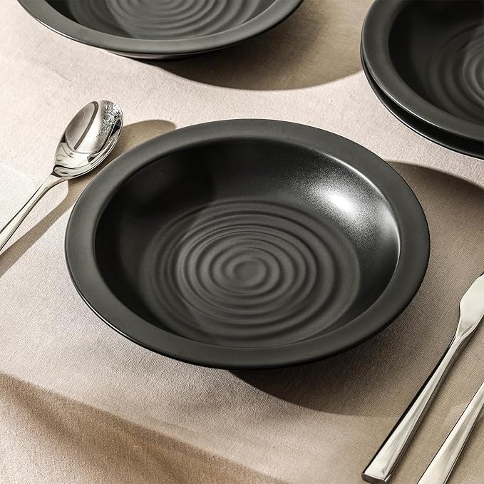 Stone Lain Orbit 4-Piece Pasta Bowl Set Stoneware, Charcoal