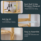 Tall Narrow Bookshelf, 5 Tier Bathroom Shelf Bamboo, Floor Standing Display Storage Organizer for Small Space, Adjustable Shelves, Natural Wood Bookcase