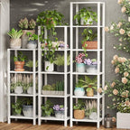 TUTOTAK Bookshelf, 5-Tier Tall Book Shelf, Narrow Bookcase for Small Space, DIY Stackable Bookshelf, for Living Room, Office, Study, Entryway, Industrial, White BS01BW005
