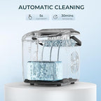 EUHOMY Countertop Ice Maker Machine with Handle, 26.4lbs Per Day, 9 Ice Cubes Ready in 6 Mins, Auto-Cleaning Portable Ice Maker with Basket and Scoop, for Home/Kitchen/Camping/RV (Black)