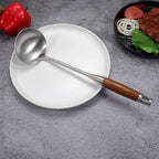 AOOSY Soup Ladle,304 Stainless Steel Cooking Ladle Spoon with Wooden Handle | 13.8 In Long Wood Handle Soup Spoon,Kitchen Utensil Wok Tool for Cooking, Gravy, Sauces