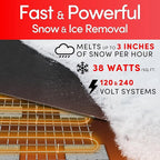 Electric Snow and Ice Melting Underground Cable 128 feet, Covers 42 sqft at up to 38 Watts/sqft, 240V – Radiant Heated Driveways, Walkways, Stairs – Installs Under Concrete, Asphalt, or Pavers