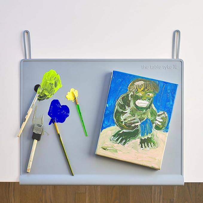 Table Tyke Placemat XL Silicone Baby Placemat with Teething Edge Bumper - Waterproof Toddler Table Mat for Eating, BPA Free, Dishwasher Safe (Sage Green)