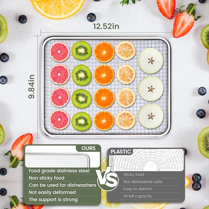Food-Dehydrator Machine 7 Stainless Steel Trays, 6ft² Small Food Dryer, 190ºF,24H Fruits Dehydrator, 800W Meat Dryer for Jerky,Mushroom,Herbs,Veggies,Dog Treats