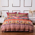 ABREEZE Bohemian Duvet Cover Set Colorful Orange Boho Retro Bedding Set Damask Paisley Cotton Duvet Cover Tribal Reversible Bedding Exotic Style Comforter Cover 3-Piece Twin