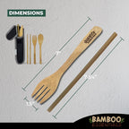 Travel Utensils with Case Set Fork, Knife, Spoon, Chopsticks, Straw, Straw-cleaning brush, Travel Pouch and Carabiner, Excellent For Everyday Use! ((1Set) Midnight Black)