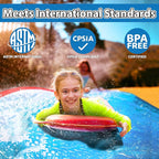JAMBO 50Ft MEGA XXL Water Slide and 2 Bodyboards, Heavy Duty Slip and Splash with Inflatable Crash Pad, Long Summer Water Toy Sprinkler, Backyard Outdoor Fun n Toys for Kids
