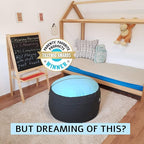 2 Sizes in 1 Stuffed Animal Storage Bean Bag Chair Cover for Kids & Adults | Washable XL Stuffie Seat | 100% Cotton | Pouf Organizer for Plush Toys, Linens, Quilts & Pillows | Blue Skies