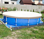 ECOOPTS 13 ft Waterproof Round Polyester Pool Cover for Above Ground Pools, Swimming Pool Cover Protector Winter Safety Cover (Beige)