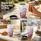 Topadorn 17oz Ceramic Travel Mug with Lid, Floral Coffee Mug with Handle | 17oz Ceramic Travel Mug • Floral Watercolor Design • Spill-Resistant Lid • Microwave & Dishwasher Safe • Gift Box