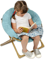 Milliard Mini Cozy Chair for Kids, Sensory Faux Fur Folding Saucer Chair for Toddlers, Blue