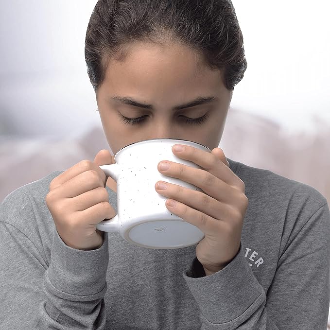 DISCOUNT PROMOS Ceramic Campfire Coffee Mugs 13 oz. Set of 10, Bulk Pack - Perfect for Tea, Espresso, Cappuccino, Hot Cocoa - White