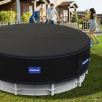 10 Ft Round Pool Cover with Reflective Strips, 420D Swimming Pool Cover for Above Ground Pools, Solar Cover with Drawstring and Ground Nails for Dustproof, UV Protected