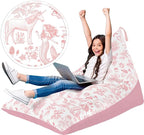 Stuffed Animal Bean Bag Storage - Machine Washable Bean Bag Chair for Kids - Extra Large Cover for Stuffing with Plush Toys, Pillows, Soft Items - Stuffed Animal Holder Girls - Pink Unicorn Mermaid